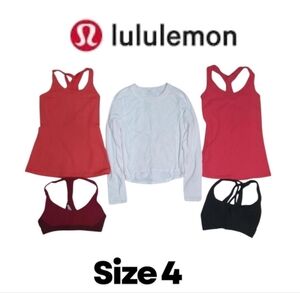5 piece Lululemon Bundle Size 4 Orange And Pink Shelf Bra Tank Sports Bra Long